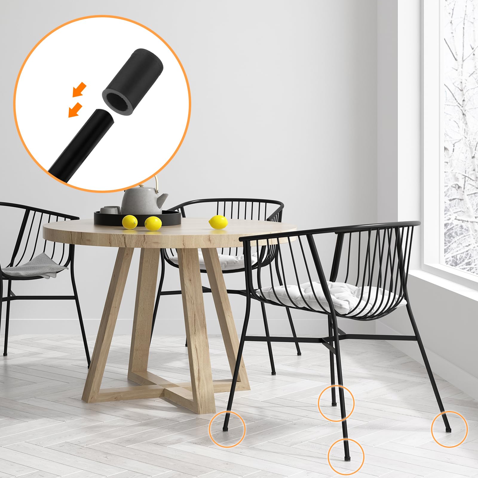 椅子６脚 丸椅子（6脚セット・クッション・布・木製脚・スツール